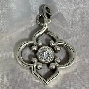 Brighton Silver Tone Quatrefoil Pendant Scroll Rhinestone Enhancer